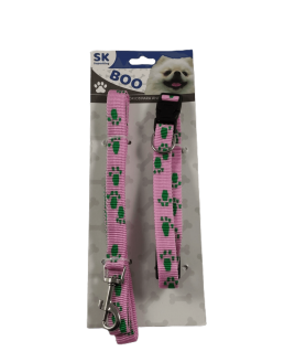 Conjunto de Coleira e Trela Decorada 